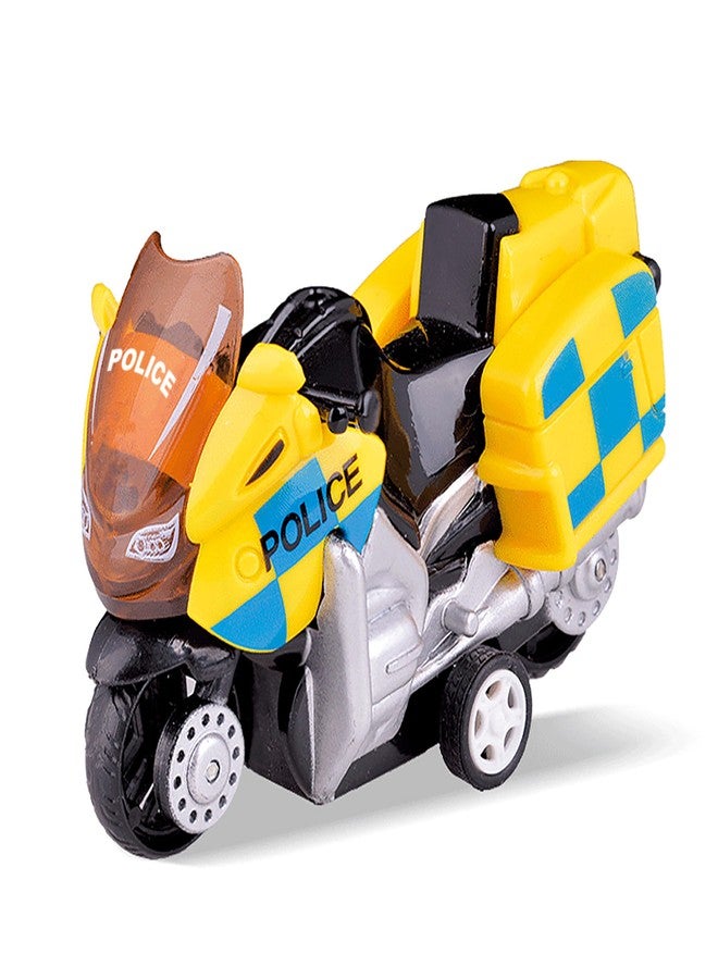 VGRASSP 1:14 Scale Model Pull Back Action Die Cast Bike Toy Vehicle for Kids - Rubber Tyres, Detailed Exterior Sports Motorcycle Toy - Color As Per Stock (Police Patrol) - Image 1